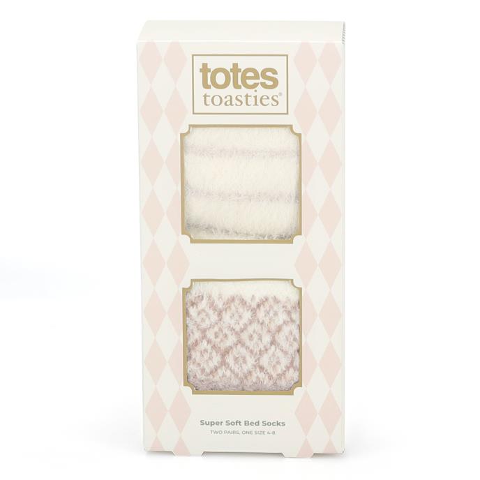 totes toasties® Ladies Fluffy Bed Socks (Twin Pack) Lilac / White Extra Image 6